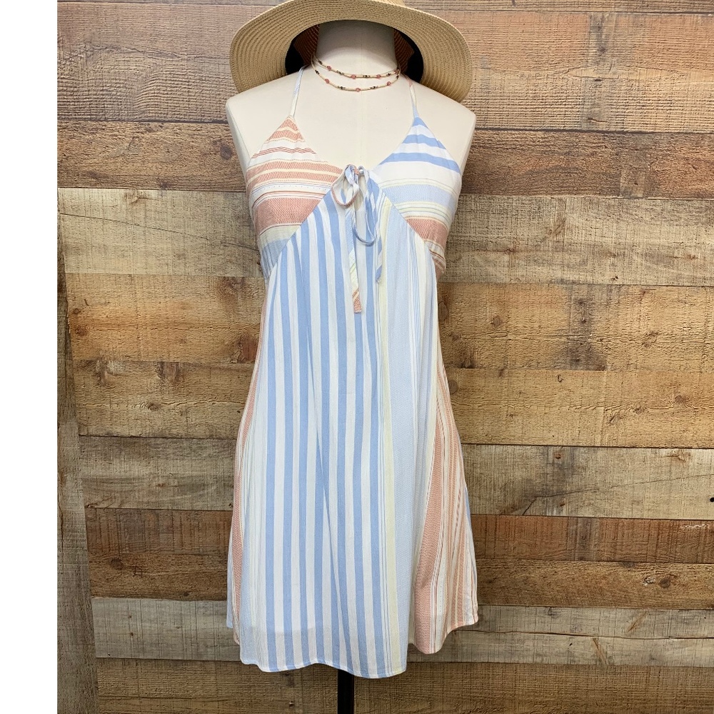 Halter neck striped dress